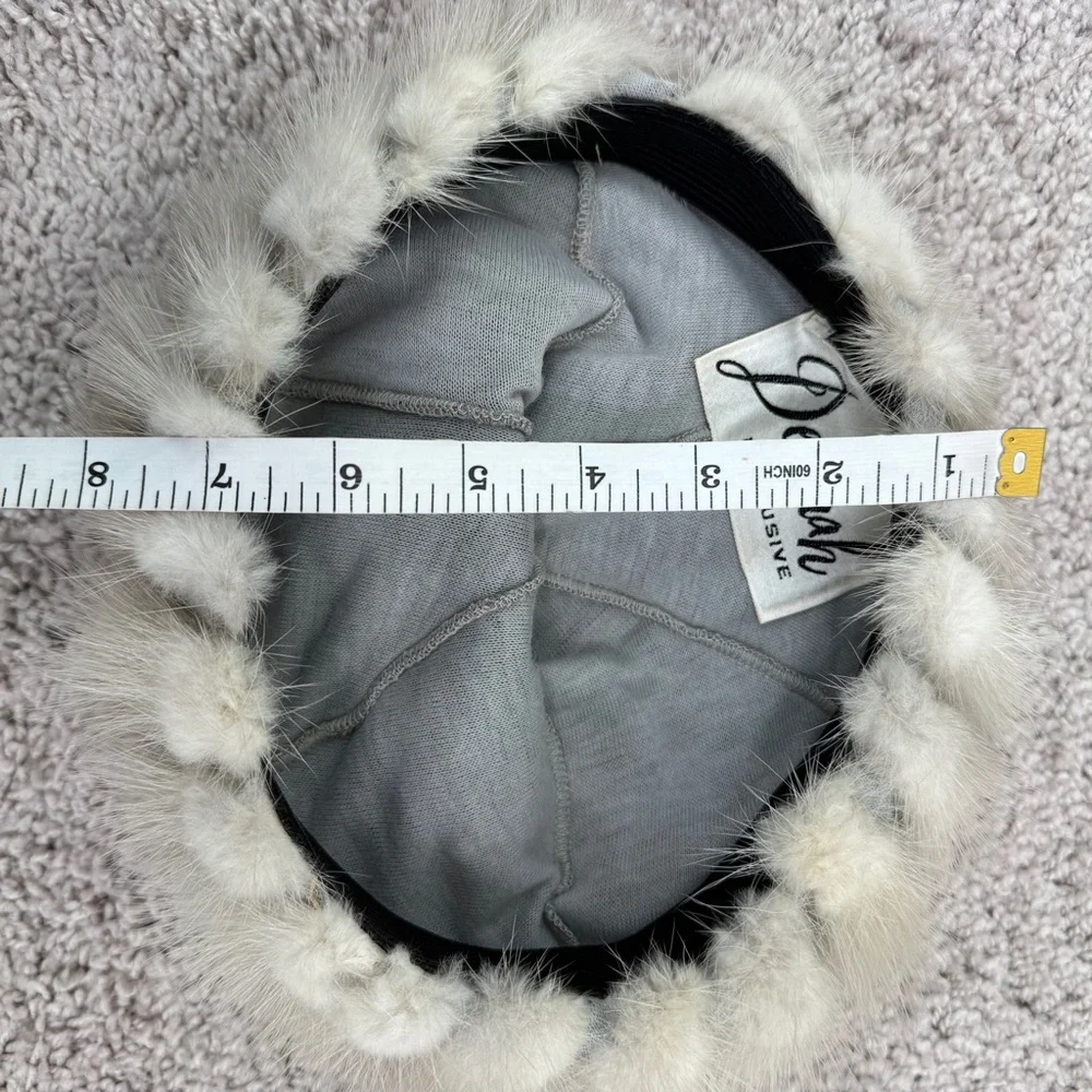 VINTAGE 50s 60s SAPPHIRE MINK fur beanie HAT - Picture 7 of 7